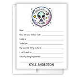 Alien Space Hello Camp Summer Camping Note Cards Stationery • Fill in Blank, Lined or Blank Cards