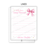 Pink Bow Coquette Summer Camp Camping Note Cards Stationery • Fill in Blank, Lined or Blank Cards