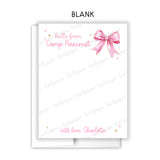 Pink Bow Coquette Summer Camp Camping Note Cards Stationery • Fill in Blank, Lined or Blank Cards