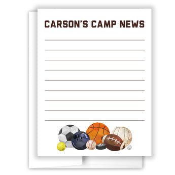 Sports Summer Camp Camping Note Cards Stationery • Fill in Blank, Lined or Blank Cards