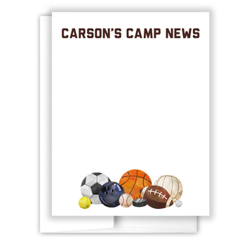 Sports Summer Camp Camping Note Cards Stationery • Fill in Blank, Lined or Blank Cards