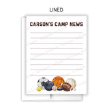 Sports Summer Camp Camping Note Cards Stationery • Fill in Blank, Lined or Blank Cards