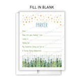 Stars Trees Summer Camp Camping Note Cards Stationery • Fill in Blank, Lined or Blank Cards