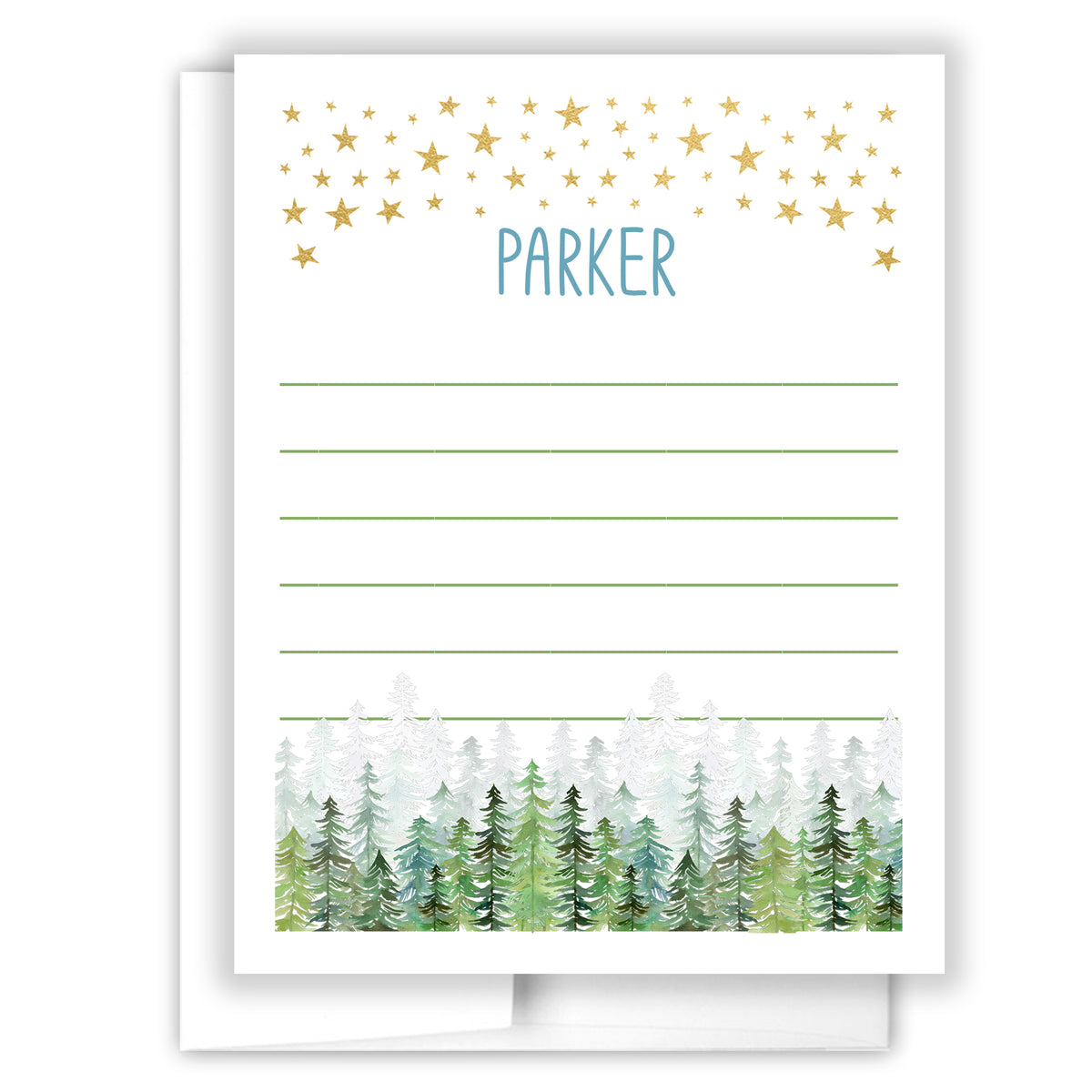 Stars Trees Summer Camp Camping Note Cards Stationery • Fill in Blank, Lined or Blank Cards