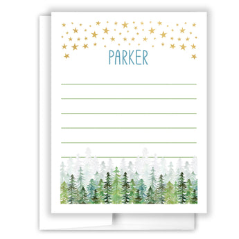 Stars Trees Summer Camp Camping Note Cards Stationery • Fill in Blank, Lined or Blank Cards