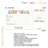 Retro Rainbow Summer Camp Camping Note Cards Stationery • Fill in Blank, Lined or Blank Cards