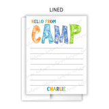 Rainbow Tie Dye Summer Camp Camping Note Cards Stationery • Fill in Blank, Lined or Blank Cards