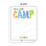 Rainbow Tie Dye Summer Camp Camping Note Cards Stationery • Fill in Blank, Lined or Blank Cards