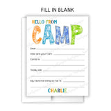 Rainbow Tie Dye Summer Camp Camping Note Cards Stationery • Fill in Blank, Lined or Blank Cards