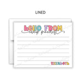 Rainbow Hello from Camp Summer Camping Note Cards Stationery • Fill in Blank, Lined or Blank Cards