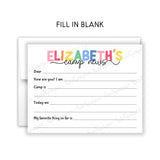 Rainbow Camp News Summer Camping Note Cards Stationery • Fill in Blank, Lined or Blank Cards