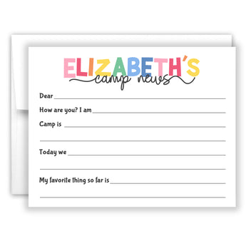 Rainbow Camp News Summer Camping Note Cards Stationery • Fill in Blank, Lined or Blank Cards