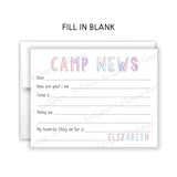 Rainbow Camp News Summer Camping Note Cards Stationery • Fill in Blank, Lined or Blank Cards