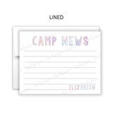 Rainbow Camp News Summer Camping Note Cards Stationery • Fill in Blank, Lined or Blank Cards