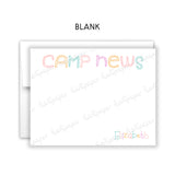 Rainbow Camp News Summer Camping Note Cards Stationery • Fill in Blank, Lined or Blank Cards