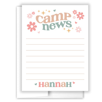 Retro Rainbow Summer Camp Camping Note Cards Stationery • Fill in Blank, Lined or Blank Cards