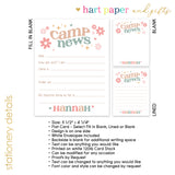 Retro Rainbow Summer Camp Camping Note Cards Stationery • Fill in Blank, Lined or Blank Cards