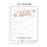 Retro Rainbow Summer Camp Camping Note Cards Stationery • Fill in Blank, Lined or Blank Cards