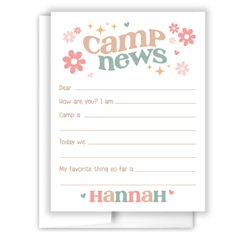 Retro Rainbow Summer Camp Camping Note Cards Stationery • Fill in Blank, Lined or Blank Cards