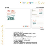 In My Camp Era Summer Camping Note Cards Stationery • Fill in Blank, Lined or Blank Cards