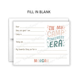 In My Camp Era Summer Camping Note Cards Stationery • Fill in Blank, Lined or Blank Cards