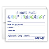 Blue Green A Note from Camp Summer Camping Note Cards Stationery • Fill in Blank, Lined or Blank Cards