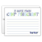 Blue Green A Note from Camp Summer Camping Note Cards Stationery • Fill in Blank, Lined or Blank Cards