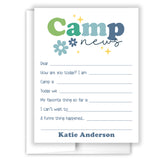 Retro Blue Rainbow Summer Camp Camping Note Cards Stationery • Fill in Blank, Lined or Blank Cards