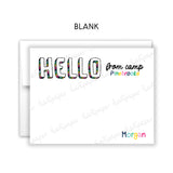 Rainbow Hello from Camp Summer Camping Note Cards Stationery • Fill in Blank, Lined or Blank Cards