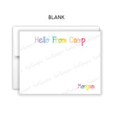 Rainbow Hello from Camp Summer Camping Note Cards Stationery • Fill in Blank, Lined or Blank Cards