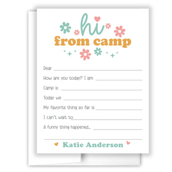 Retro Rainbow Summer Camp Camping Note Cards Stationery • Fill in Blank, Lined or Blank Cards
