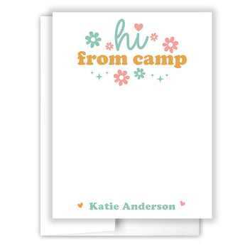 Retro Rainbow Summer Camp Camping Note Cards Stationery • Fill in Blank, Lined or Blank Cards
