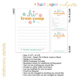 Retro Rainbow Summer Camp Camping Note Cards Stationery • Fill in Blank, Lined or Blank Cards