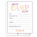 Rainbow Hello from Camp Summer Camping Note Cards Stationery • Fill in Blank, Lined or Blank Cards
