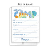 Rainbow Tie Dye Summer Camp Camping Note Cards Stationery • Fill in Blank, Lined or Blank Cards
