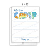 Rainbow Tie Dye Summer Camp Camping Note Cards Stationery • Fill in Blank, Lined or Blank Cards