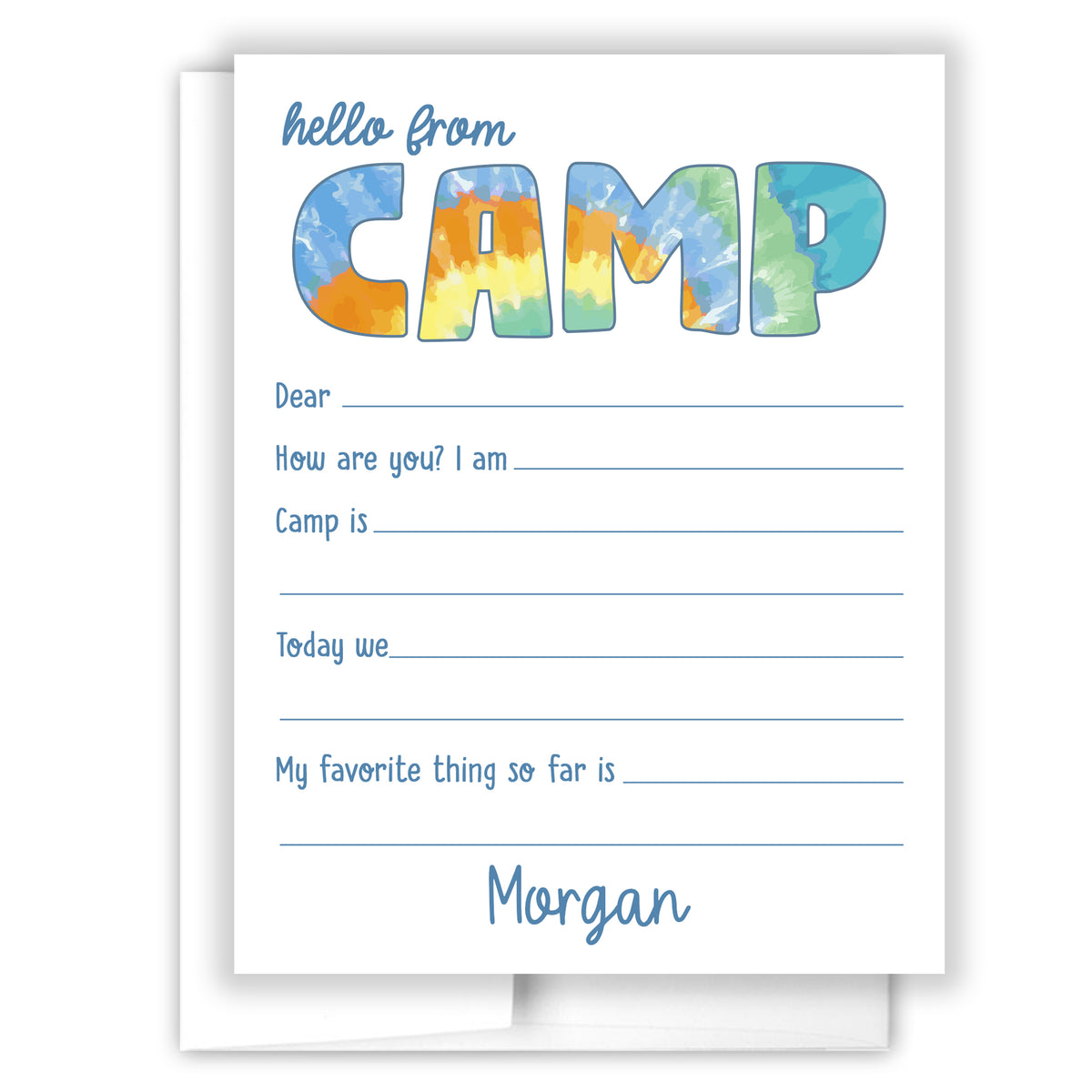 Rainbow Tie Dye Summer Camp Camping Note Cards Stationery Custom Personalized • Fill in Blank, Lined or Blank Cards