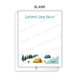 Blue Tent Summer Camp Camping Note Cards Stationery • Fill in Blank, Lined or Blank Cards