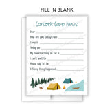 Blue Tent Summer Camp Camping Note Cards Stationery • Fill in Blank, Lined or Blank Cards