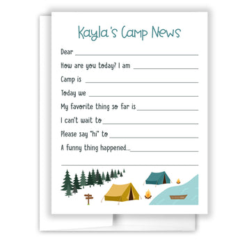 Blue Tent Summer Camp Camping Note Cards Stationery • Fill in Blank, Lined or Blank Cards