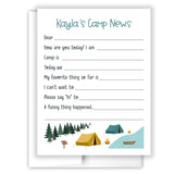 Blue Tent Summer Camp Camping Note Cards Stationery • Fill in Blank, Lined or Blank Cards