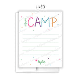 Rainbow Hi from Camp Summer Camping Note Cards Stationery • Fill in Blank, Lined or Blank Cards