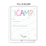 Rainbow Hi from Camp Summer Camping Note Cards Stationery • Fill in Blank, Lined or Blank Cards
