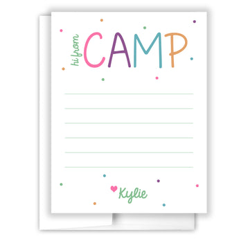 Rainbow Hi from Camp Summer Camping Note Cards Stationery • Fill in Blank, Lined or Blank Cards