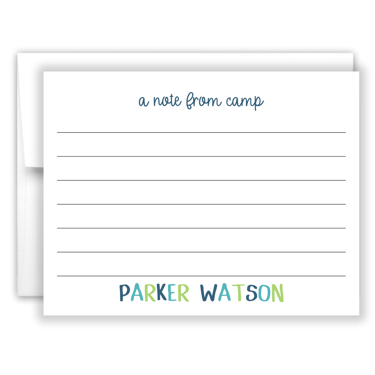 Rainbow Note from Camp Summer Camping Note Cards Stationery • Fill in Blank, Lined or Blank Cards