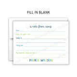 Rainbow Note from Camp Summer Camping Note Cards Stationery • Fill in Blank, Lined or Blank Cards