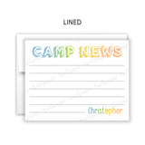 Rainbow Camp News Summer Camping Note Cards Stationery • Fill in Blank, Lined or Blank Cards