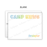 Rainbow Camp News Summer Camping Note Cards Stationery • Fill in Blank, Lined or Blank Cards