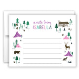 Cabin Tents Summer Camp Camping Note Cards Stationery • Fill in Blank, Lined or Blank Cards