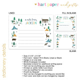 Cabin Tents Summer Camp Camping Note Cards Stationery • Fill in Blank, Lined or Blank Cards